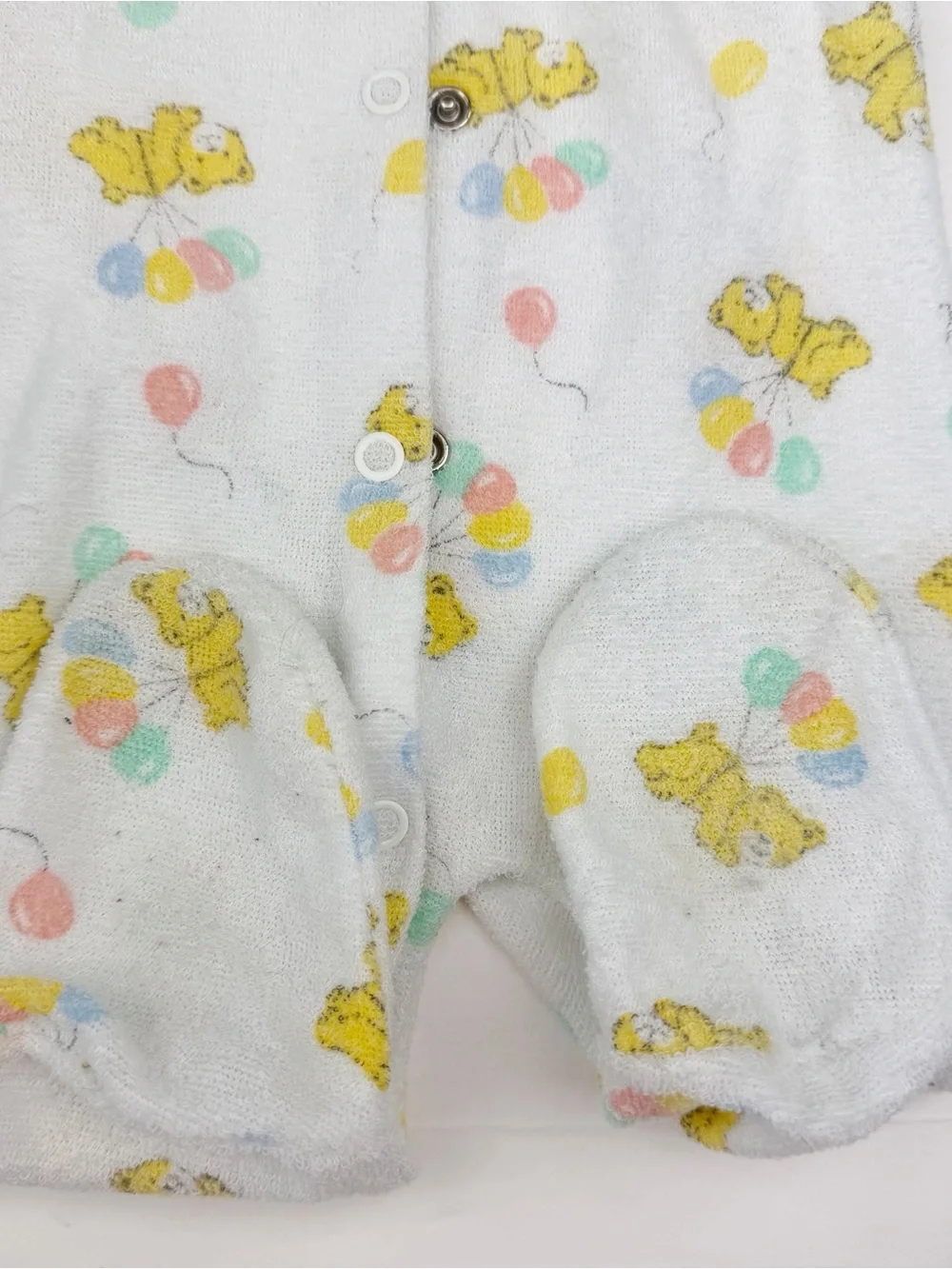 Vintage Playskool Newborn Terry Footed Sleeper Pajamas Bear Balloons USA Made